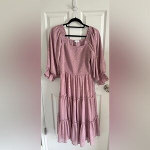 Ivy City Co. Starry Nights pink tiered dress